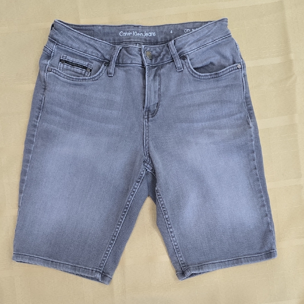CK Calvin Klein Jeans City Shorts Bermuda Denim Light Gray Size 4 - Picture 3 of 10